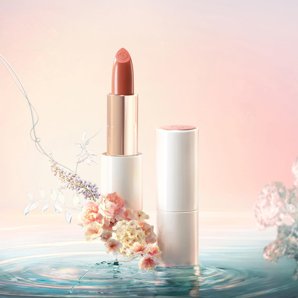 FLORASIS Flawless Jade lipstick twist-up demonstrates precise application.