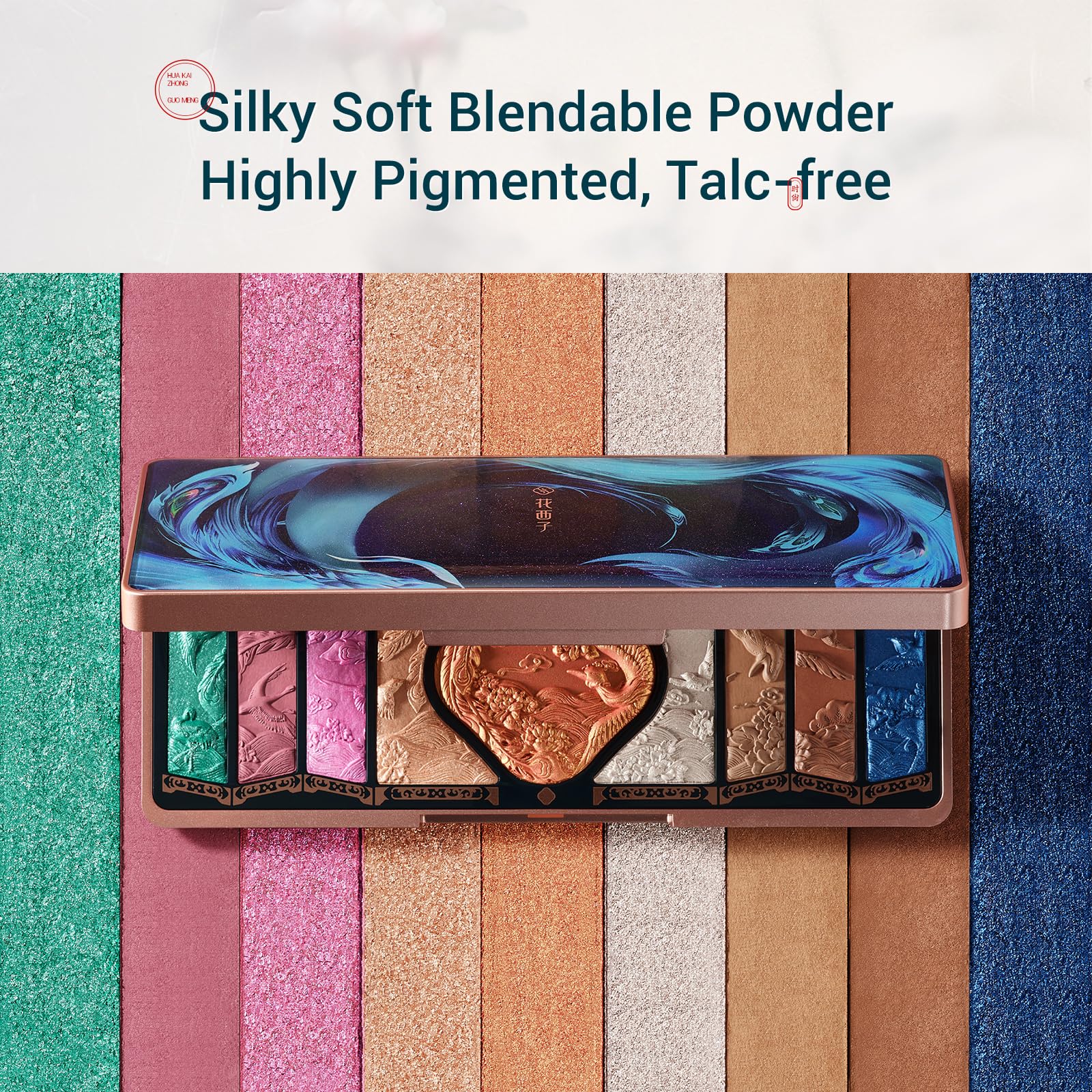 FLORASIS palette swatches display versatile shades for eyes, cheeks, and highlight