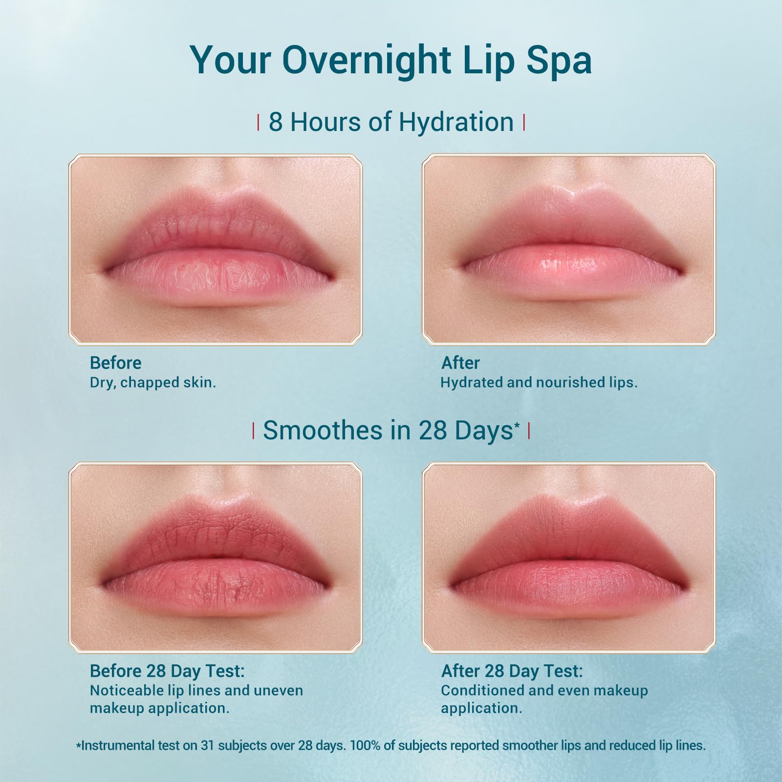 FLORASIS lip balm tube showing silky non-oily formula for daily use