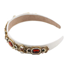Florate alloy metal base headband provides secure, comfortable fit.