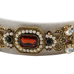 Florate headband with flower-leaf embellishment adds romantic texture.