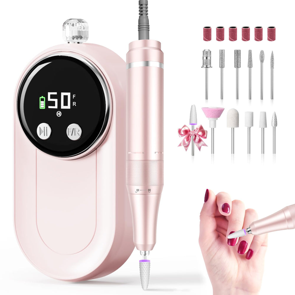 FLORAVIC MG101L nail drill with LCD displaying speed for precise gel removal.
