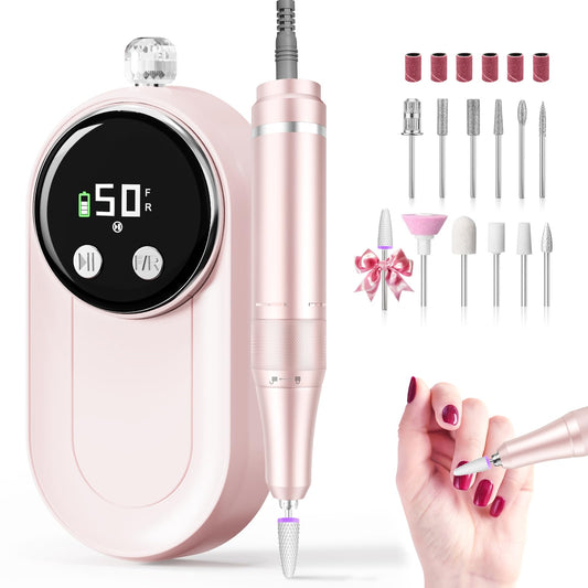 FLORAVIC MG101L nail drill with LCD displaying speed for precise gel removal.
