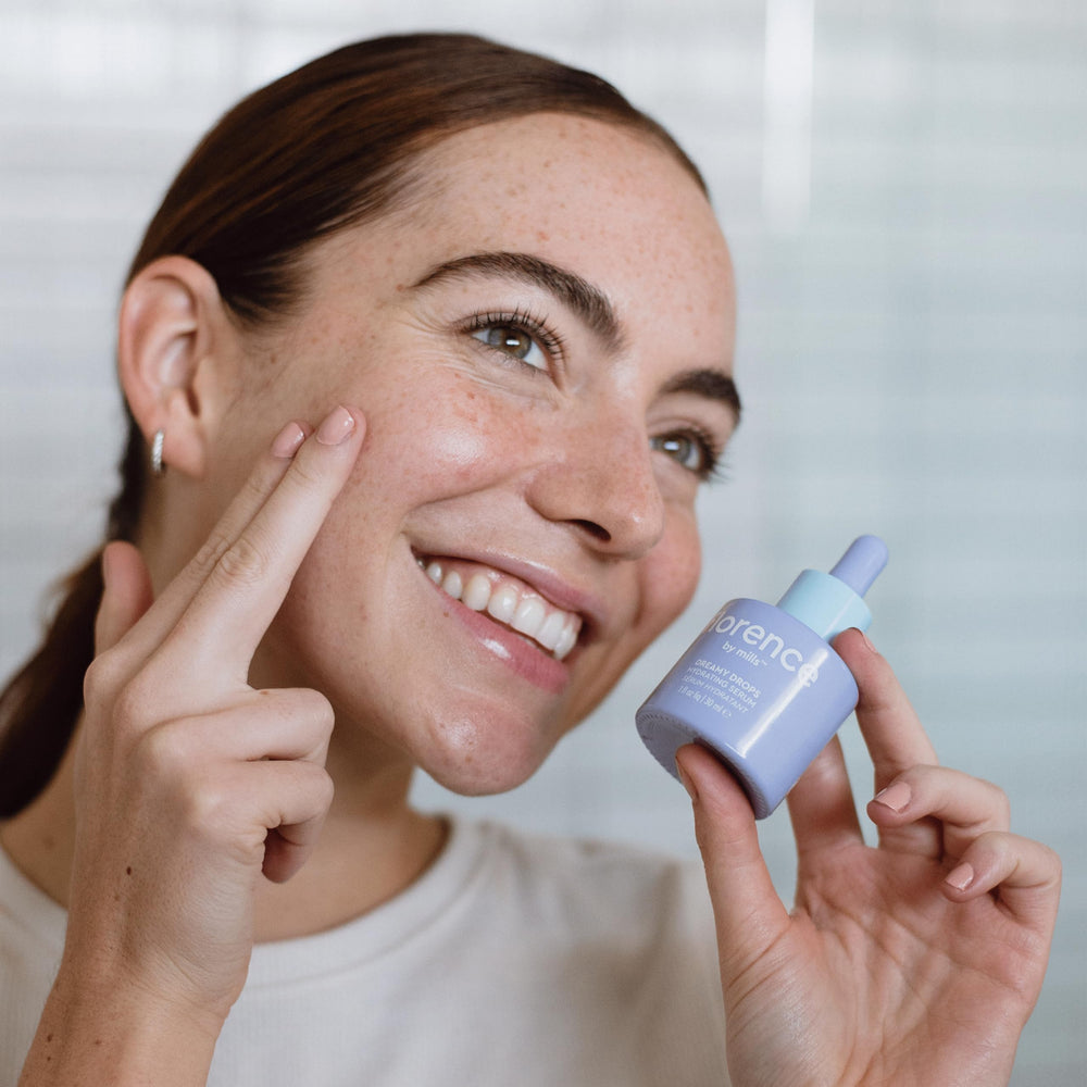 Florence by Mills Dreamy Drops face application demonstrates quick absorption without a greasy finish