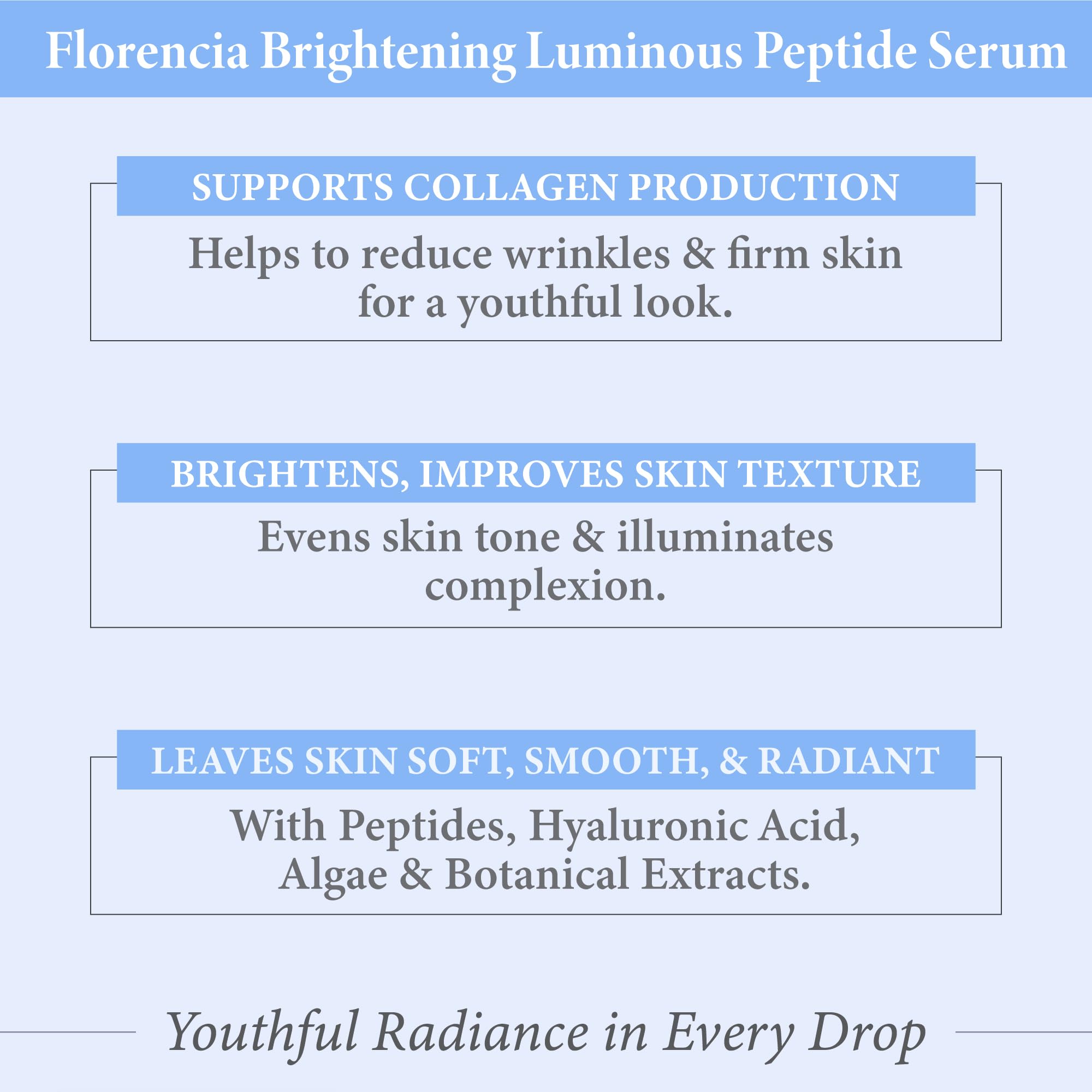Close-up of Florencia hyaluronic acid serum texture on skin for a plump feel