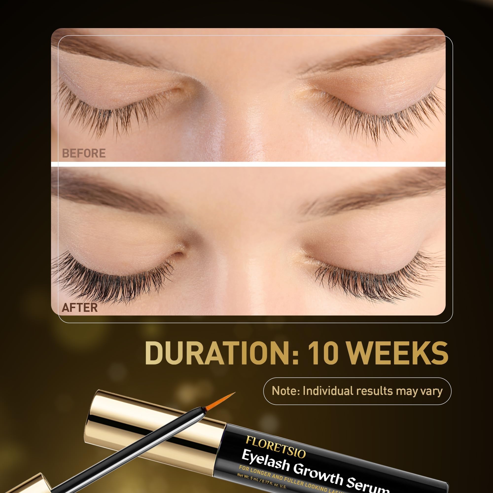 Floretsio eyebrow serum bottle for natural brow strengthening.