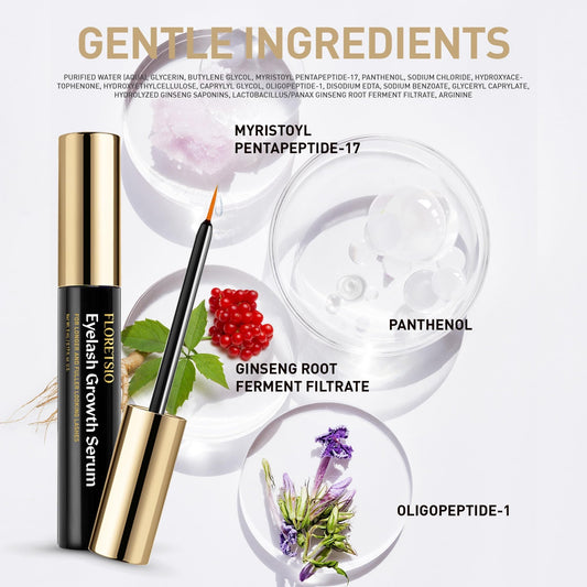 Floretsio lash serum applicator line demonstrates precise lash base application.