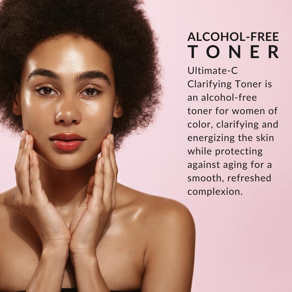Flori Roberts Ultimate-C Clarifying Toner cotton pad for gentle application and balanced moisture.