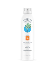 Florida Squeezed SPF 50 spray bottle delivering a quick, even sun protection mist.