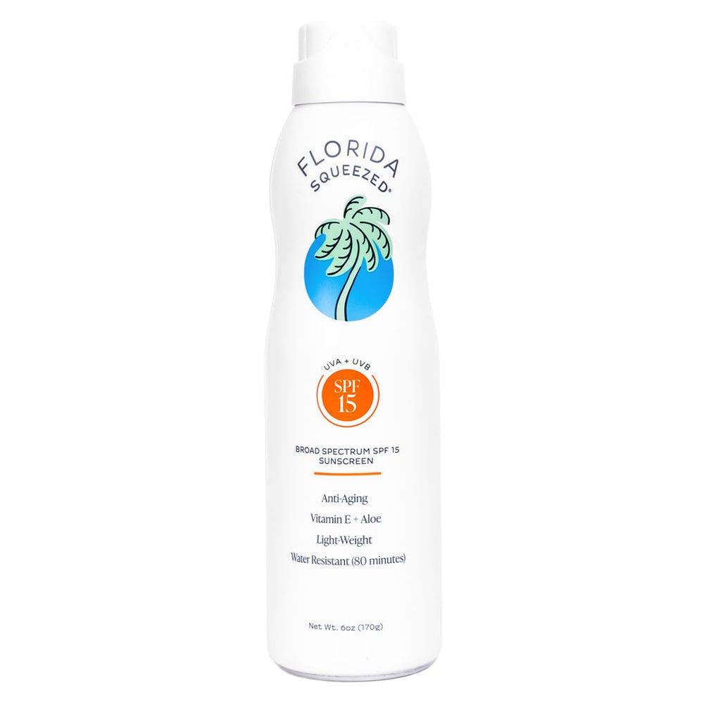 Florida Squeezed SPF 15 spray bottle ready for quick, even coverage