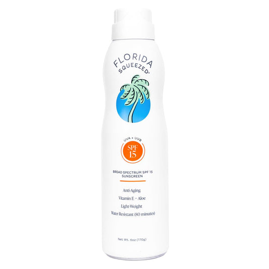 Florida Squeezed SPF 15 spray bottle ready for quick, even coverage
