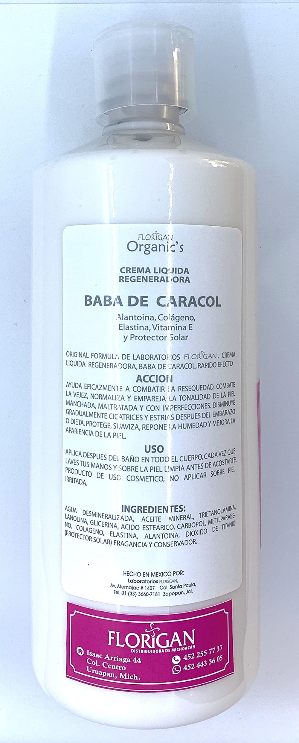 Florigan Baba de Caracol lotion packaging showing premium quality for the whole family.