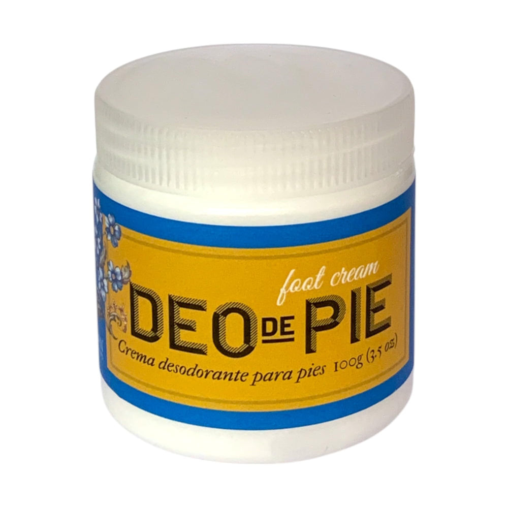 Florigan Deo Pie foot cream bottle shown during application for daylong freshness.