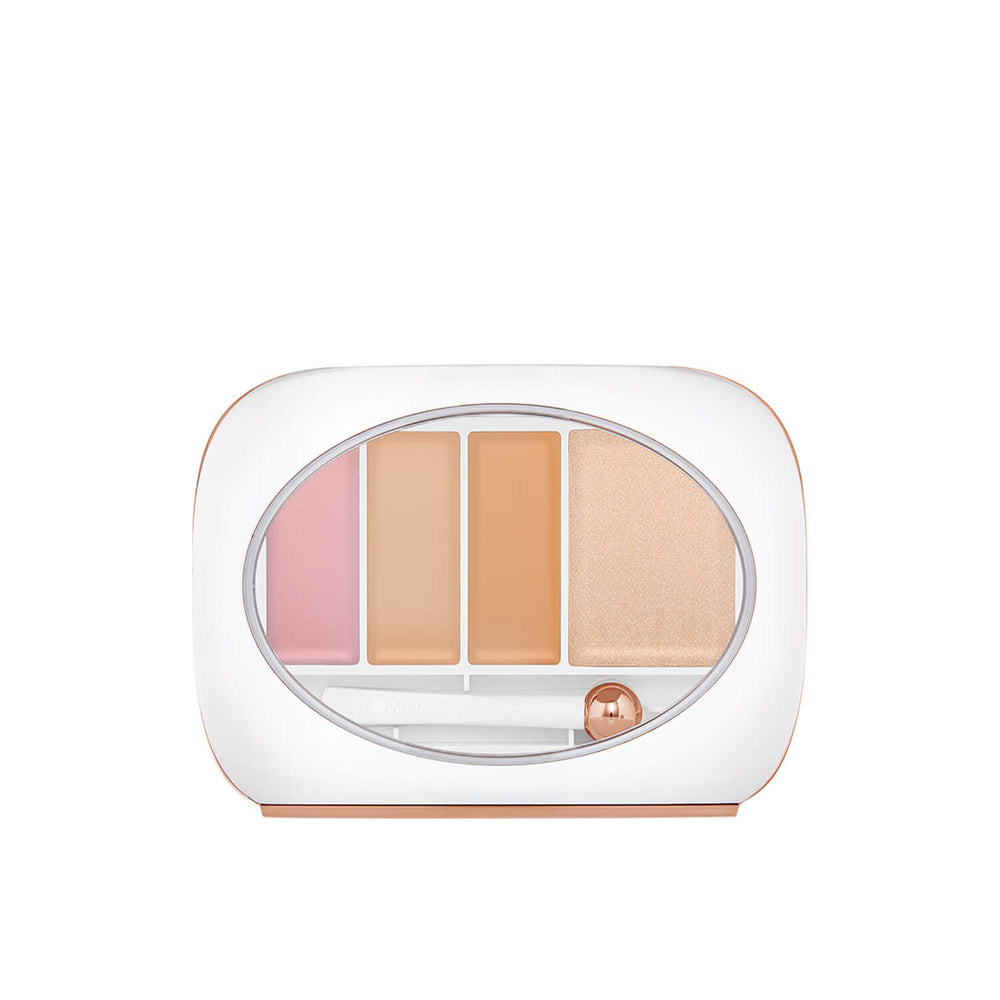 FLOWER BEAUTY Red Carpet Secret Eye Bright Concealer Palette close-up of the compact for a bright-eyed look.