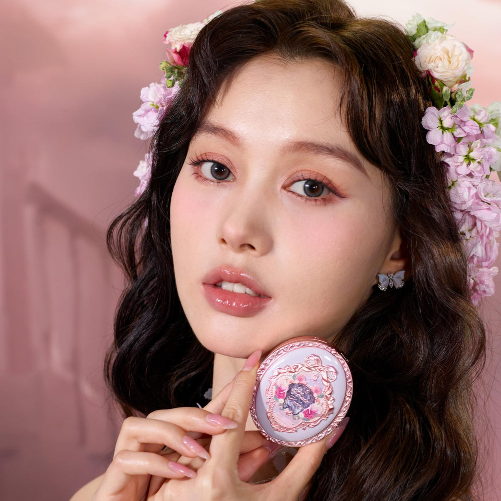 Flower Knows Ballet Fairy Frosty Peach on cheek for a delicate, natural glow