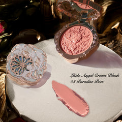 Flower Knows Little Angel Cream Blush application with puff.
