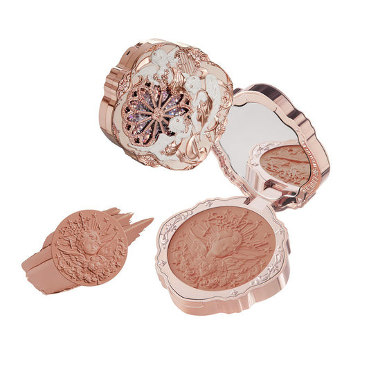 Flower Knows Little Angel Cream Blush embossed angel pattern on compact for display and gifting