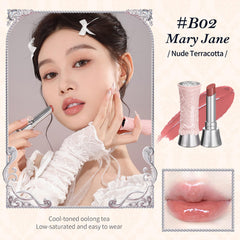 Flower Knows Mary Jane nude shade swatch demonstrates wearable warm nude.