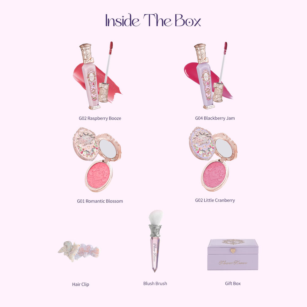 Flower Knows raspberry-booze lip gloss gleams, delivering shiny lips and a sweet, fruity scent.