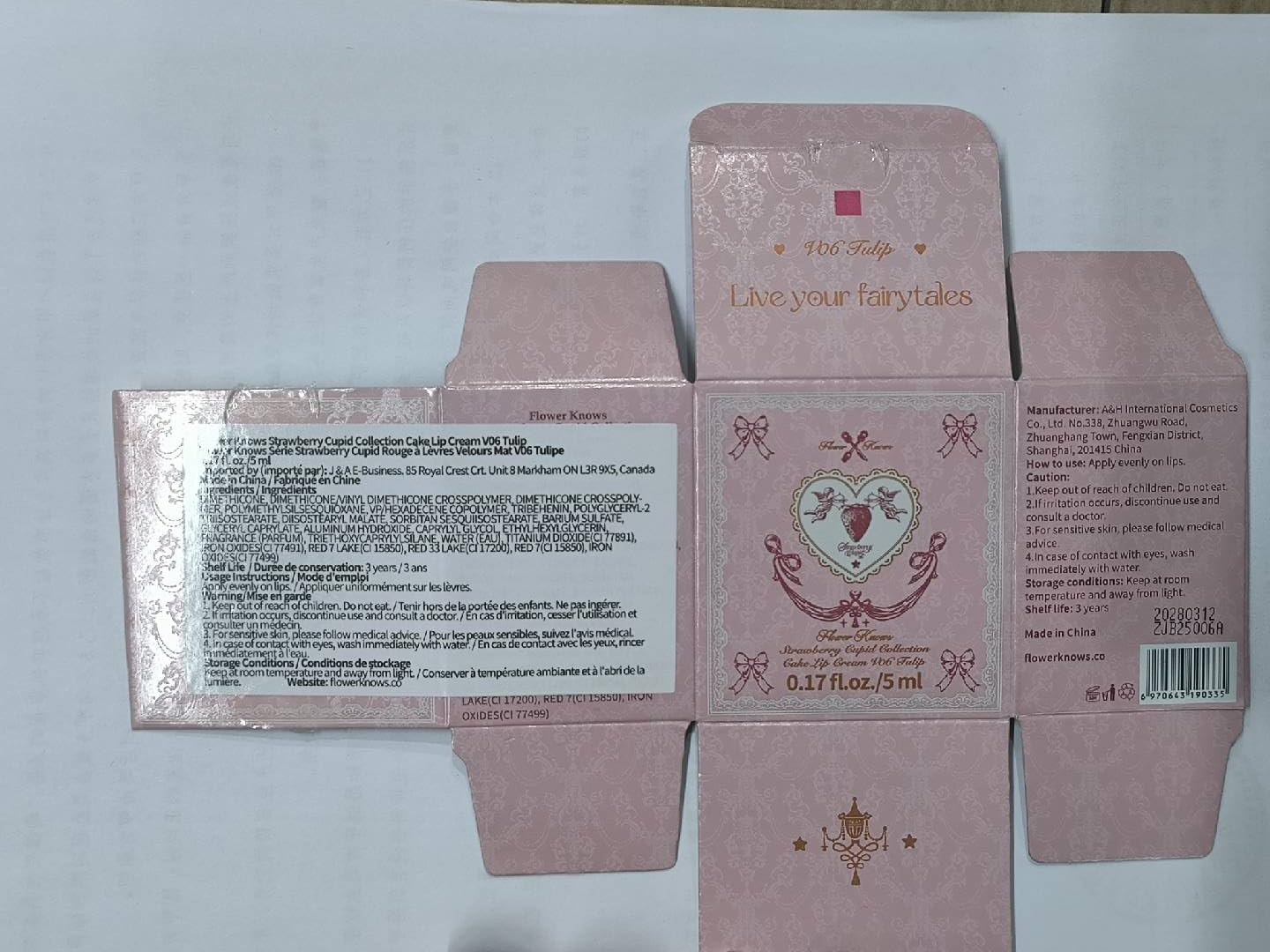 Flower Knows vegan lip cream label and shade range emphasized