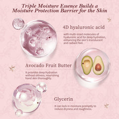 Flower Knows Strawberry Cupid hand cream texture close-up, fast-absorbing hydration