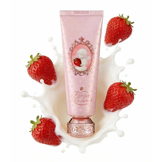 Flower Knows Strawberry Cupid hand cream tube front, scented hydration for daily use