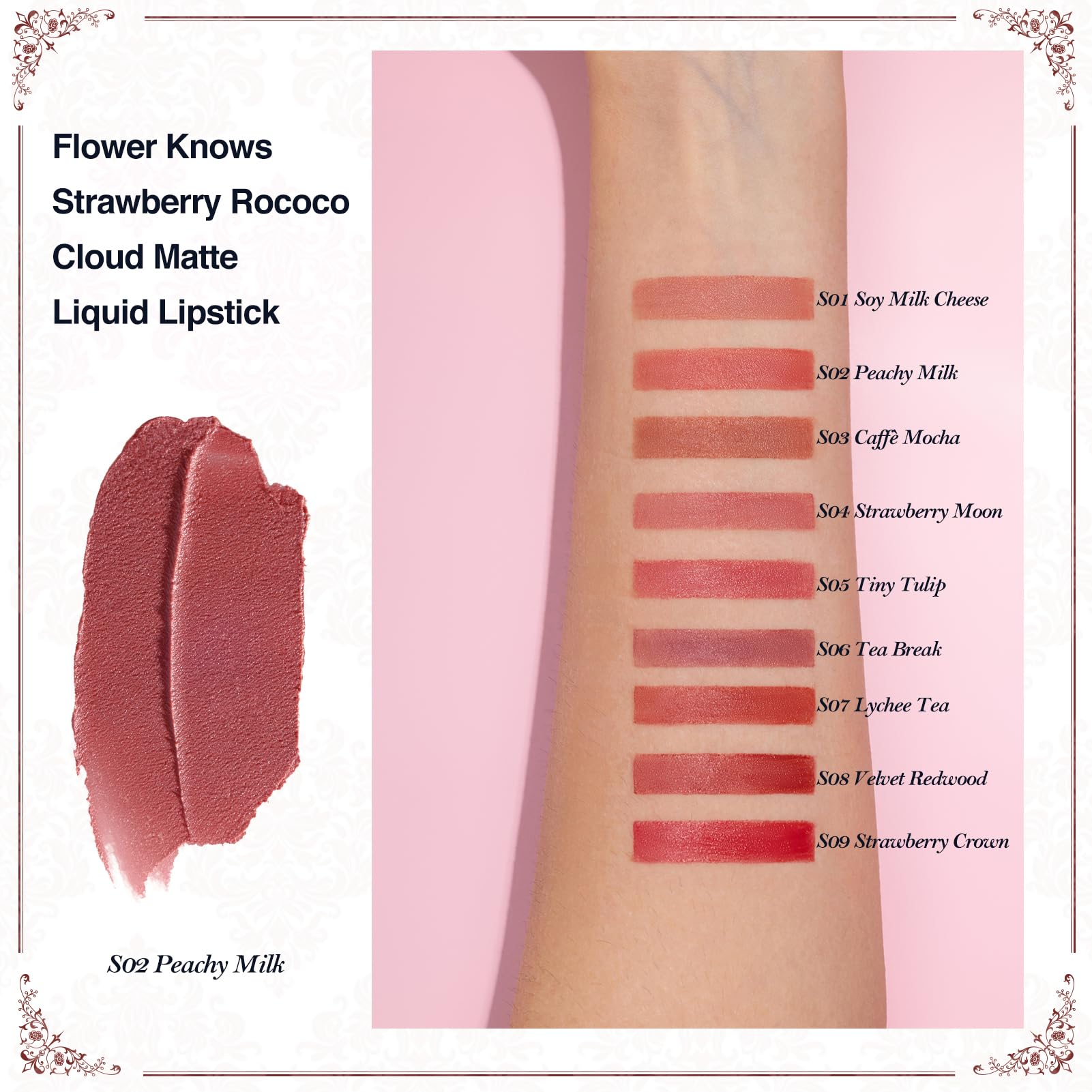 Flower Knows Strawberry Rococo Cloud Lip Cream applicator delivers precise, smooth coverage
