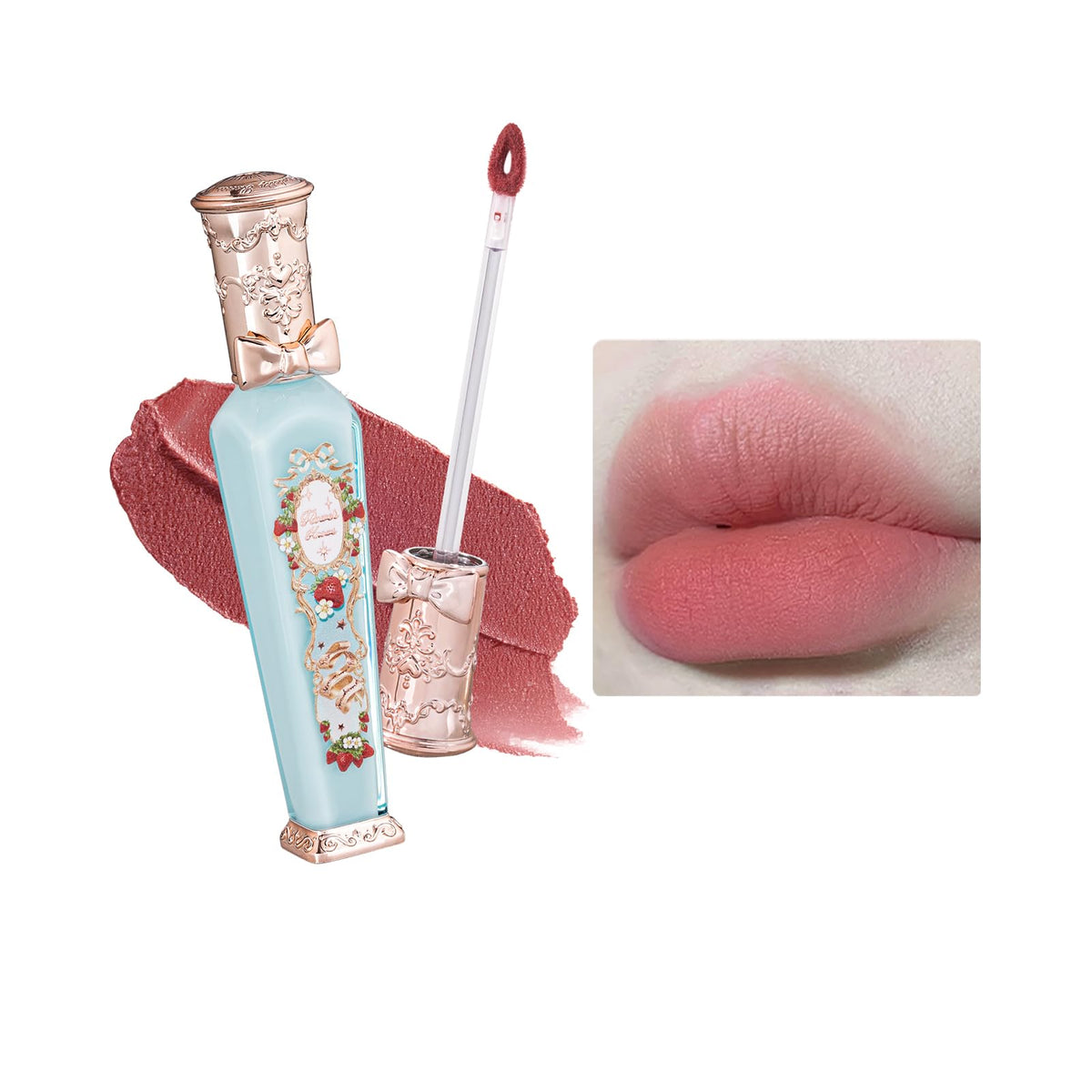 Flower Knows Strawberry Rococo Cloud Lip Cream bottle with elegant Rococo-inspired design