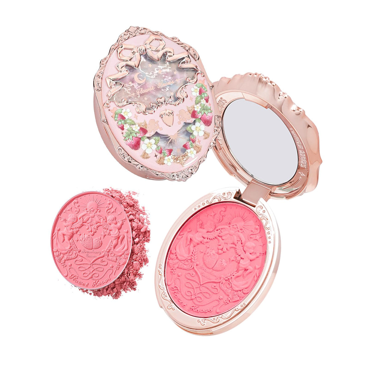Flower Knows Strawberry Rococo embossed blush bottle with premium detailing