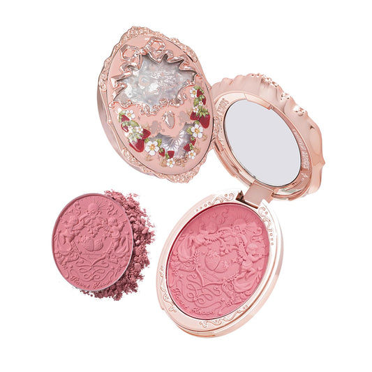 Flower Knows strawberry rococo embossed blush with 3D pattern for gifting or vanity display.