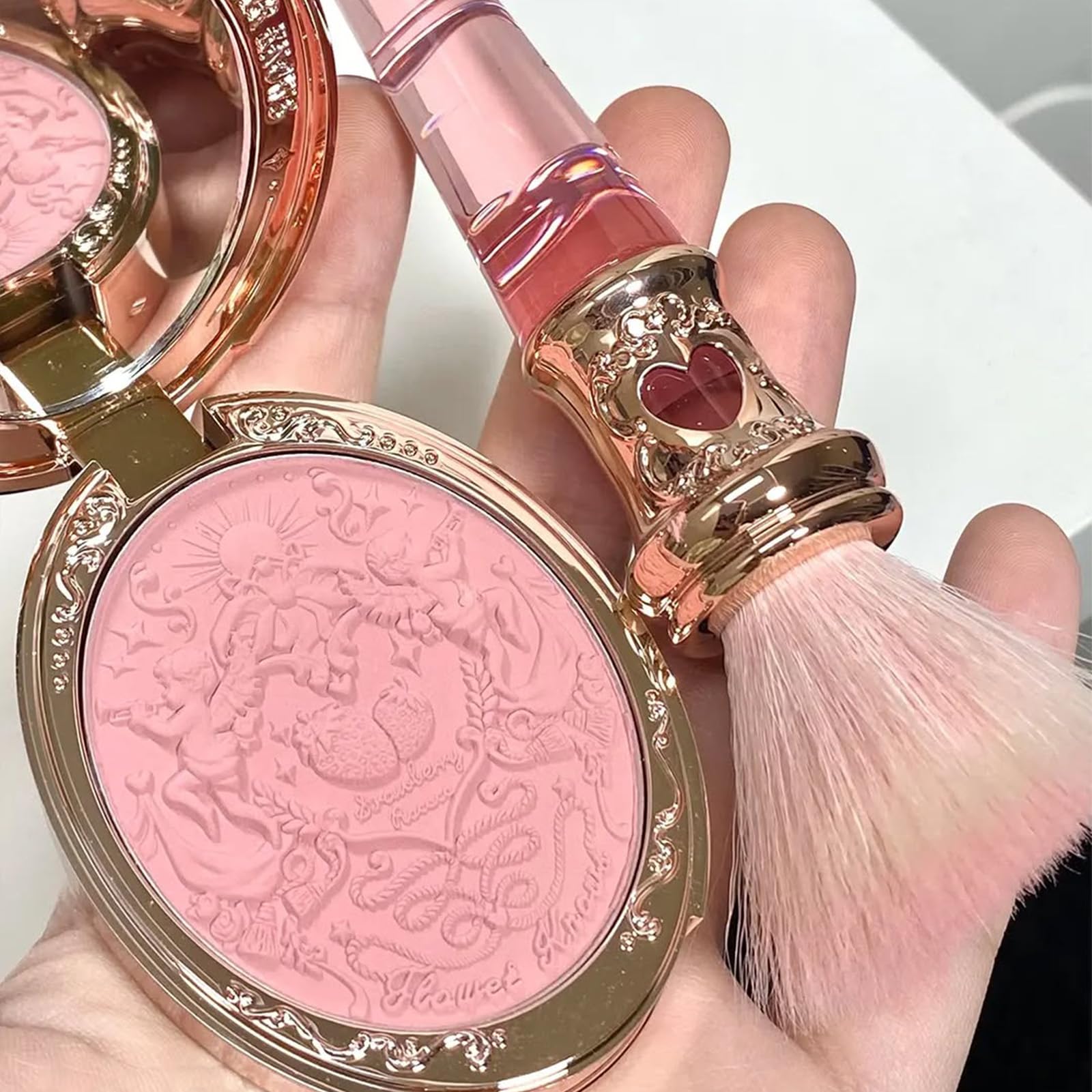 Blush brush pairing ensures precise, seamless application on Flower Knows blush.