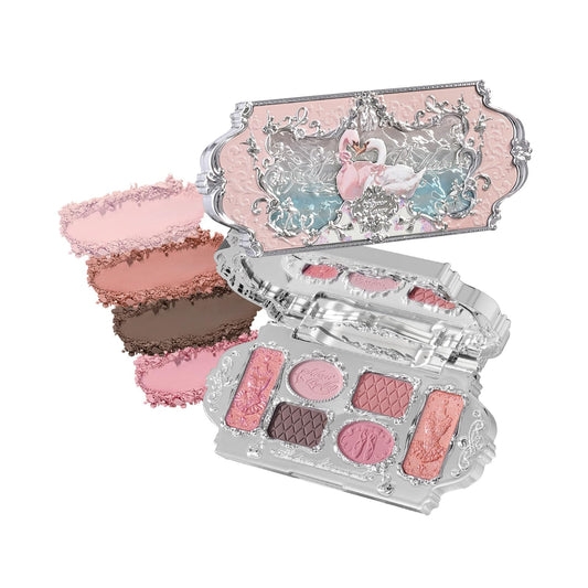 Flower Knows Swan Ballet palette front cover with ballet motif, versatile for everyday elegant looks.