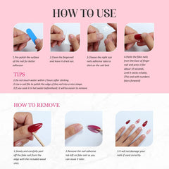 Flower press on nails compact 10-piece box for storage and portability.