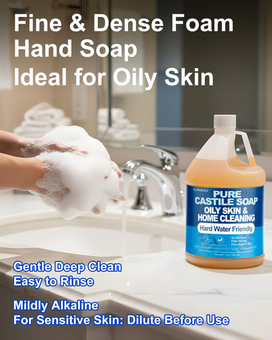 FLOWHYET unscented castile soap label closeup highlighting clean formula