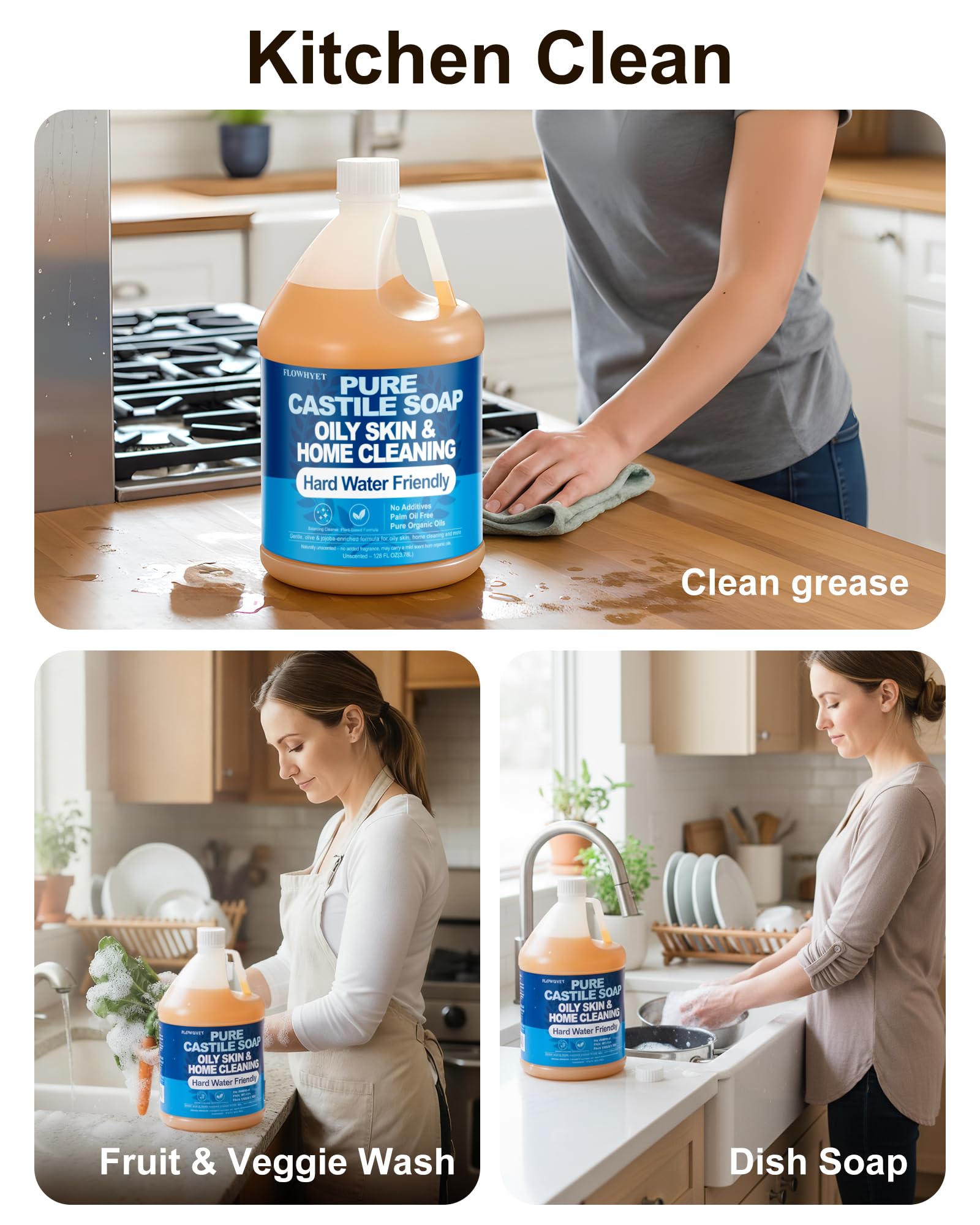 FLOWHYET hard-water-friendly graphic indicating minimal residue