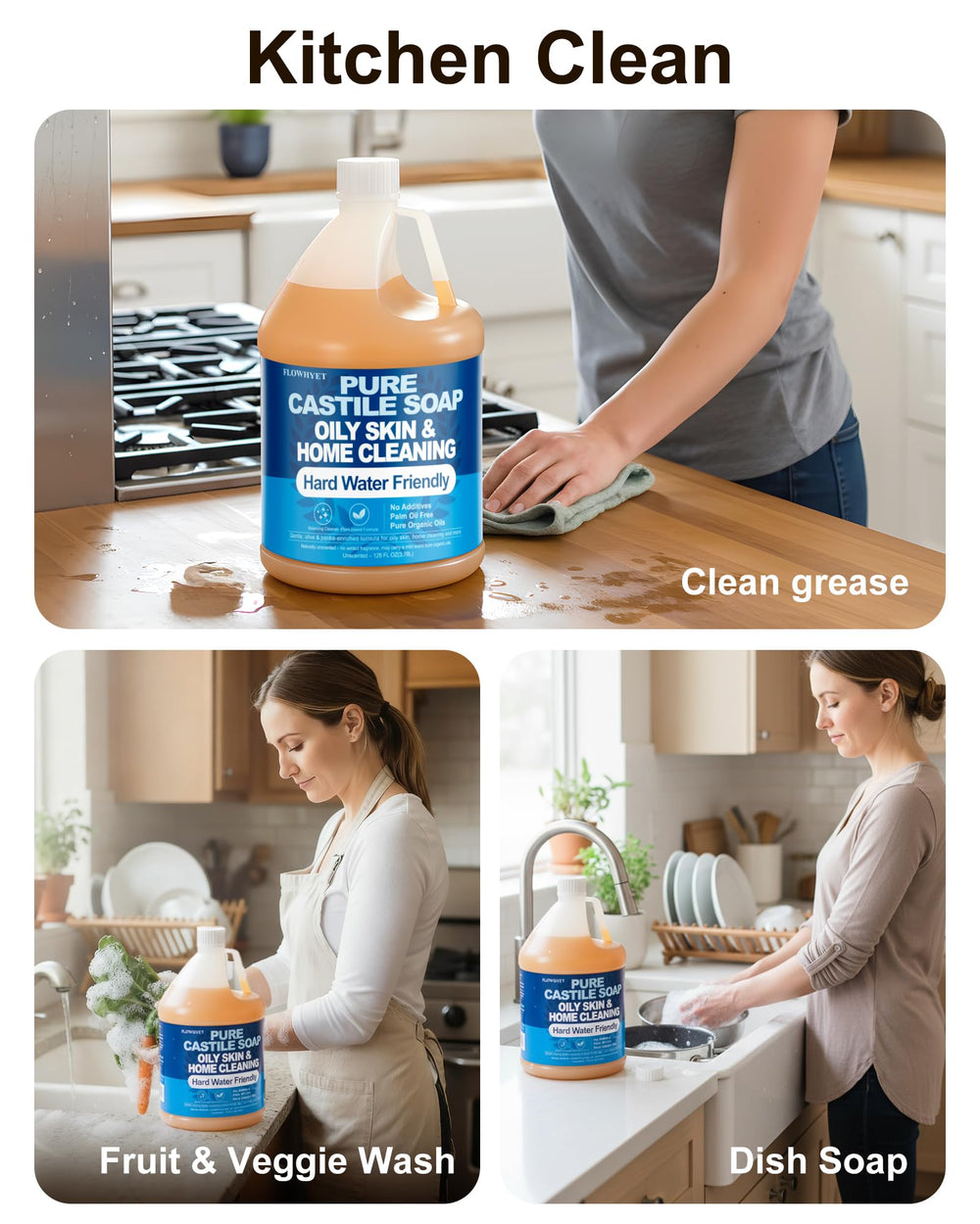 FLOWHYET hard-water-friendly graphic indicating minimal residue