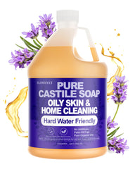 FLOWHYET Lavender Castile hand soap bottle with floral scent for gentle cleansing.