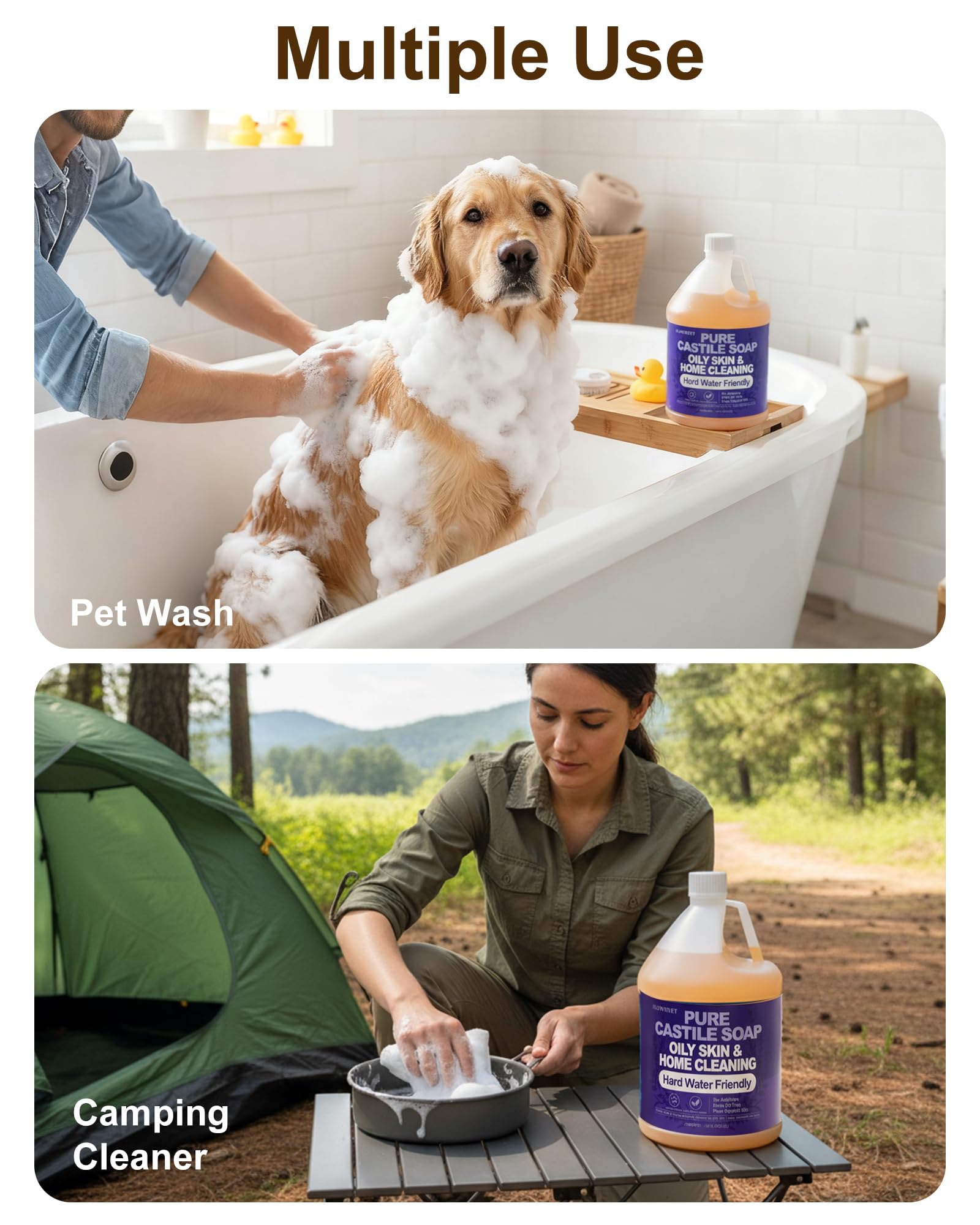 FLOWHYET lavender foaming soap with rich lather for daily cleansing.