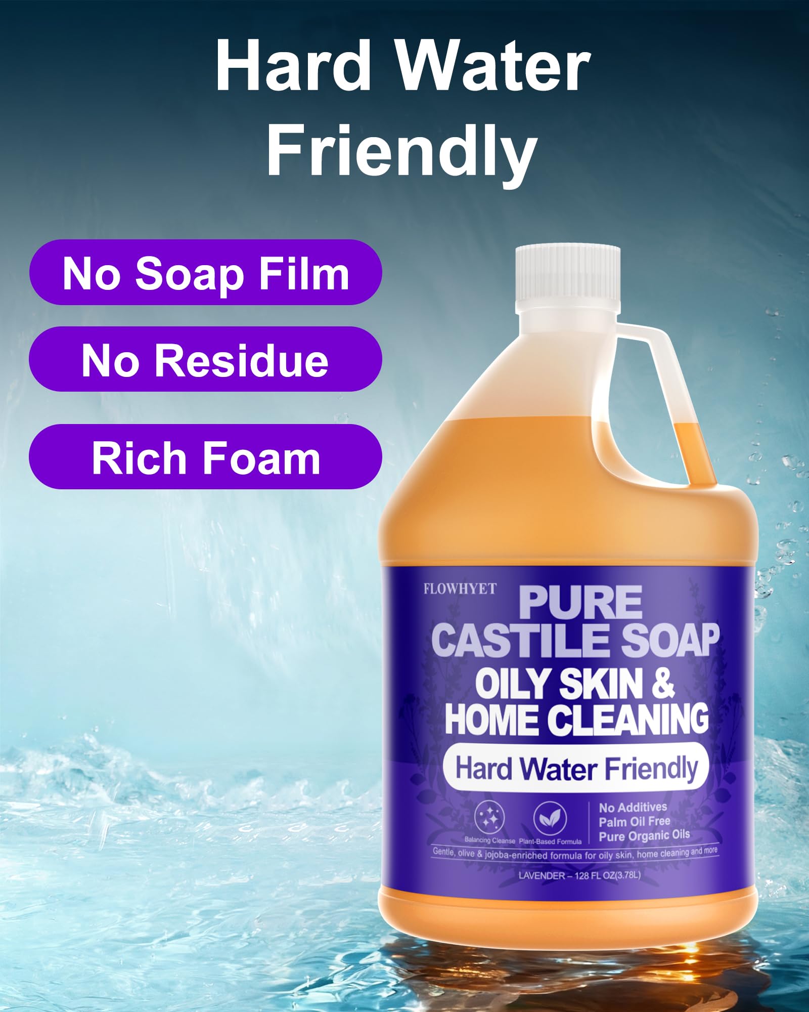 FLOWHYET plant-based oils cleanser with coconut, olive, and sunflower for a gentle cleanse.