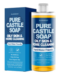 FLOWHYET Pure Castile Soap bottle for body wash and gentle cleansing.