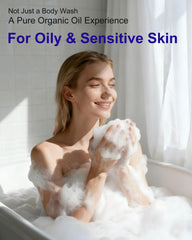 FLOWHYET lavender castile soap pour highlights easy dispensing for showers and baths.