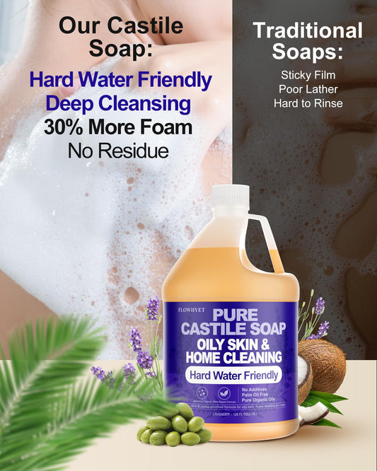 FLOWHYET Lavender pour showing easy dispensing for quick cleansing