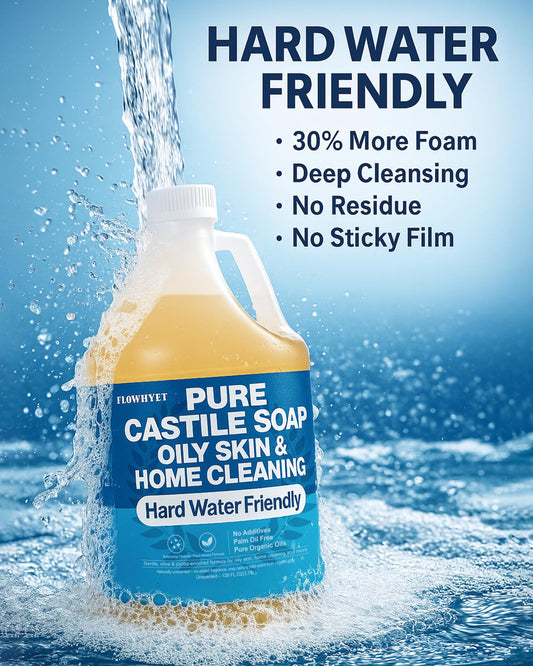Flowhyet Pure Castile Soap deep creamy lather demonstrates cleansing power