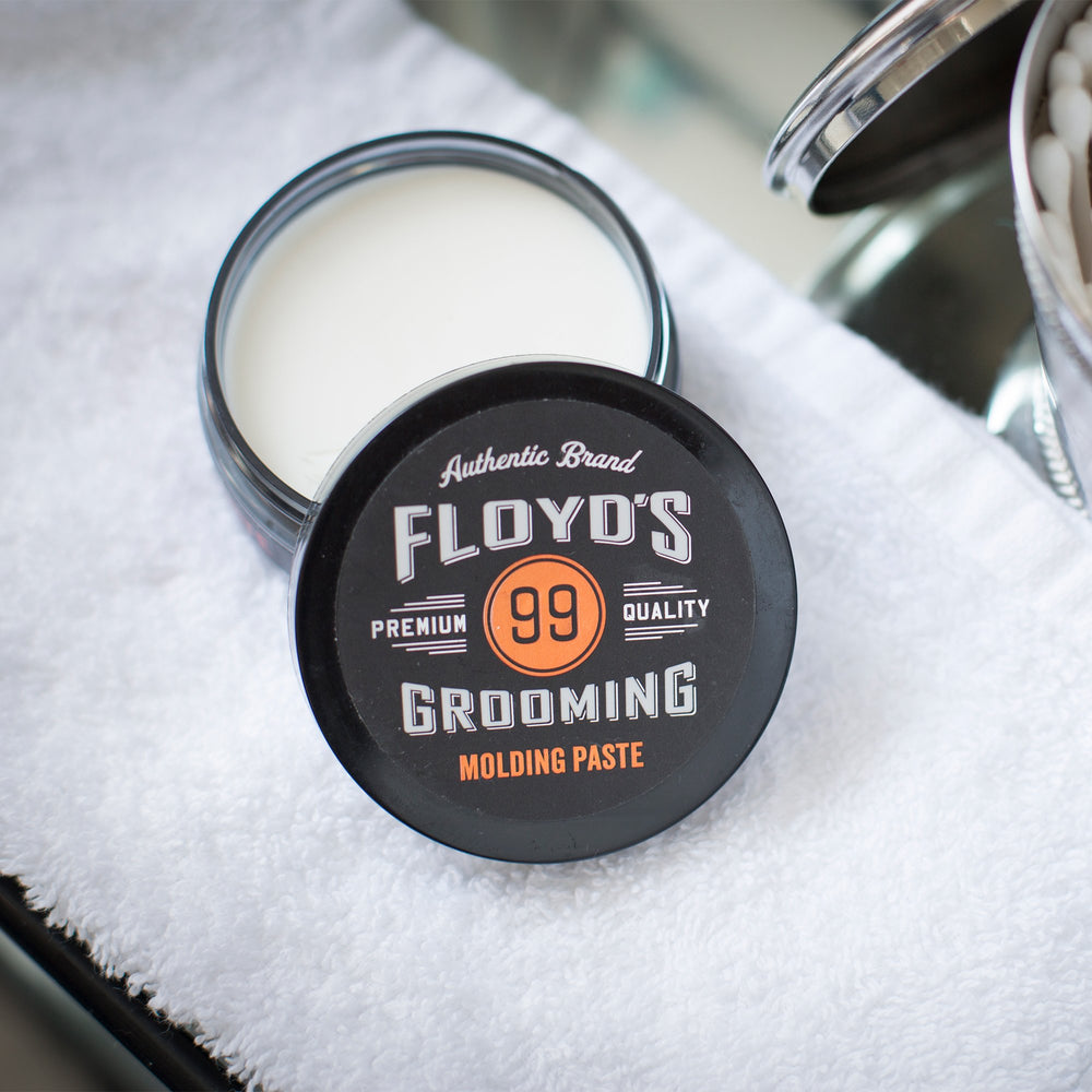 Floyd's 99 flexible-hold paste enables versatile styling without stiffness.