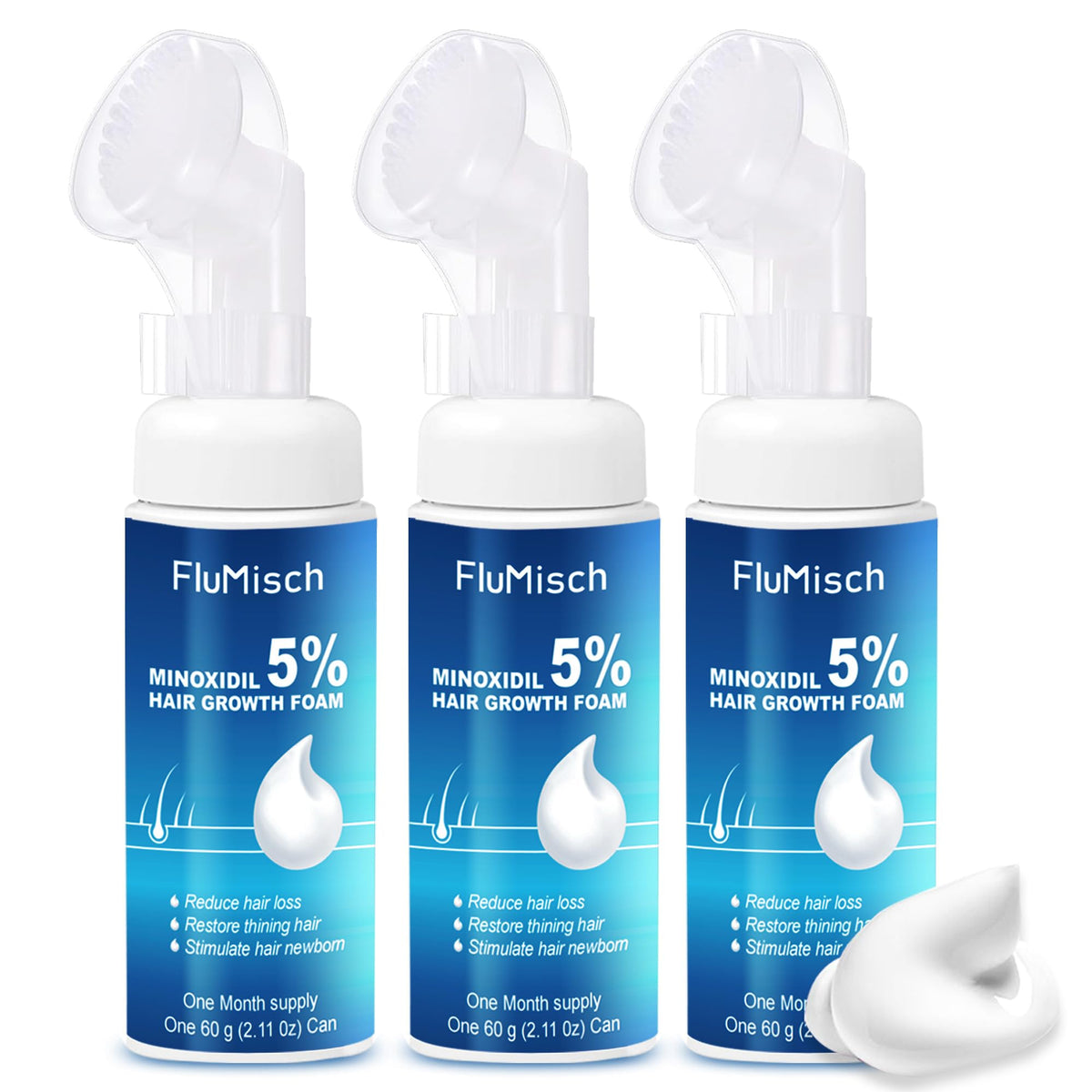 FluMisch ultra-soft silicone massage head for gentle scalp absorption.