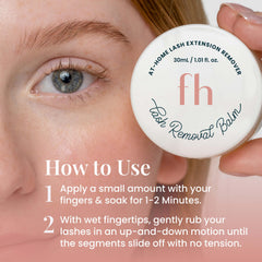 FlutterHabit lash removal balm application shows easy, controlled lash segment detachment.