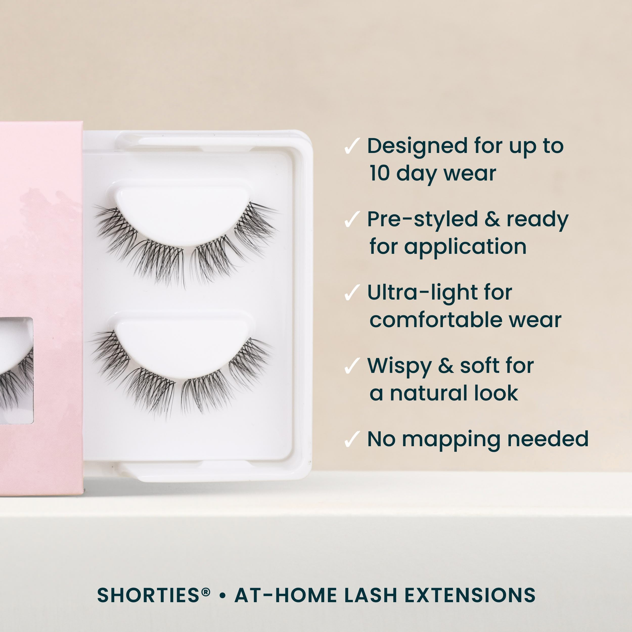 FlutterHabit Shorties lashes close-up showing natural, feather-light fibers.