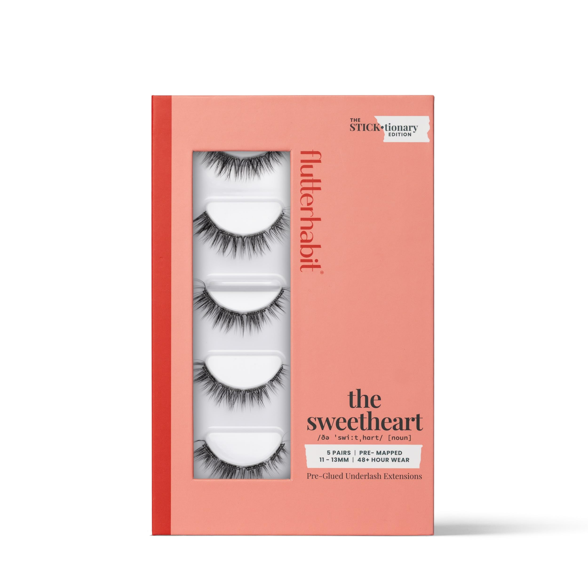 FlutterHabit Sticktionary pre-glued underlashes in action for quick, natural lash enhancement.