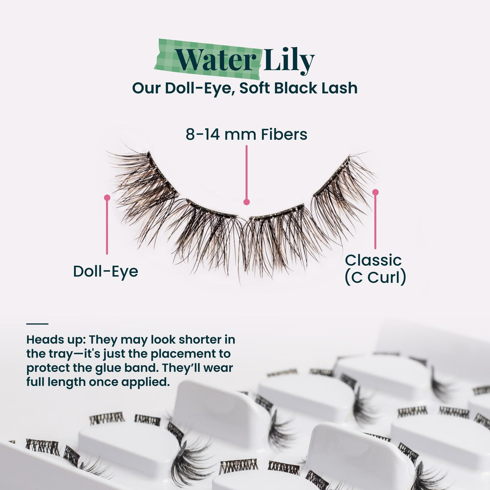 FlutterHabit STICKtionary Water Lilly natural-look lashes create a soft, everyday enhancement.