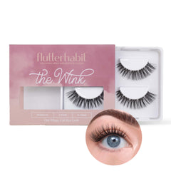 FlutterHabit The Wink Lashes cluster-detail close-up displays pre-clustered lashes for quick, natural application.
